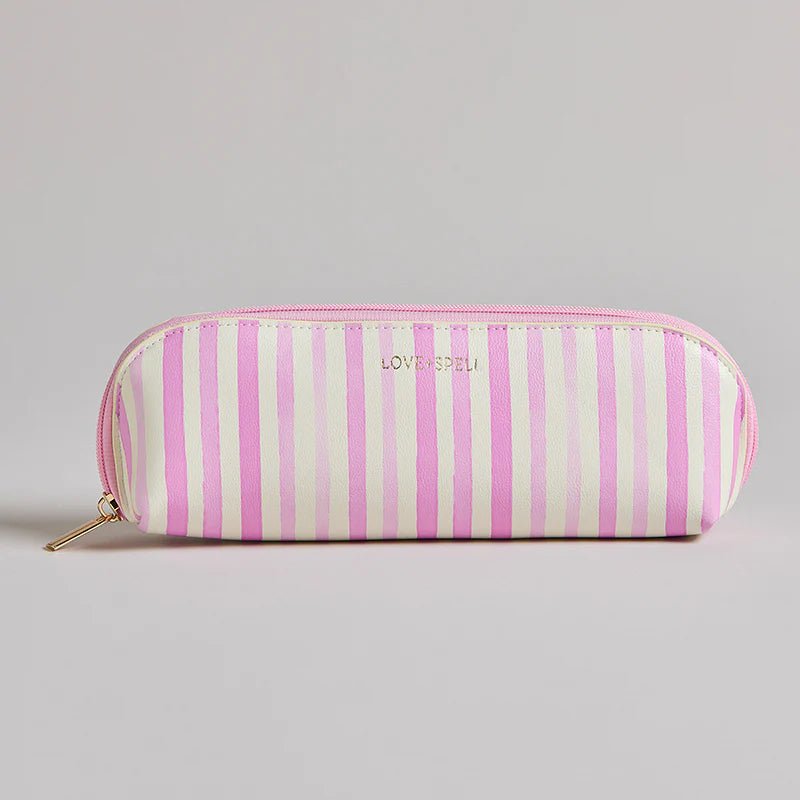 Medium Make Up Case- Pink Stripe Cosmetic & Toiletry Bags Love Spell