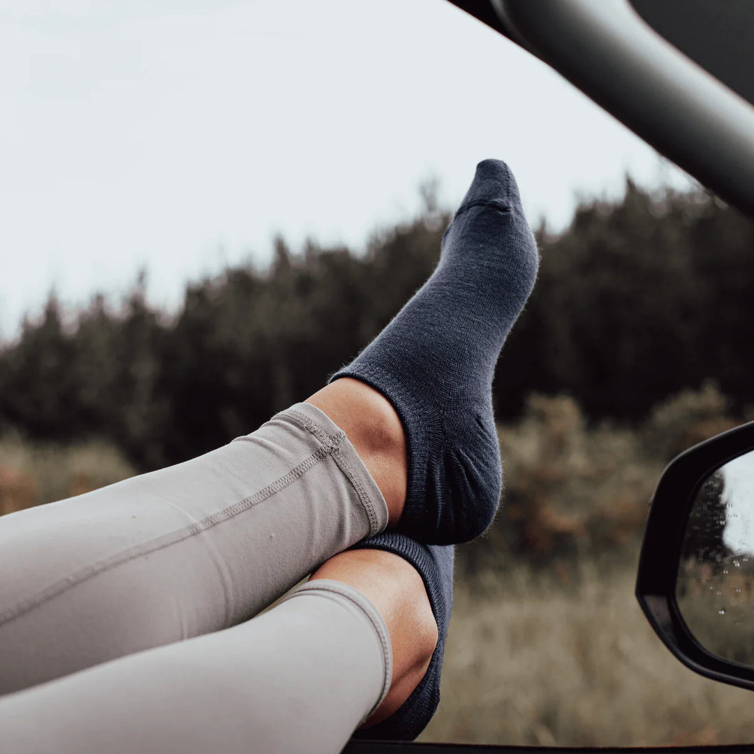 Merino Wool Plain Sneaker Socks - Night Blue socks Lamington   