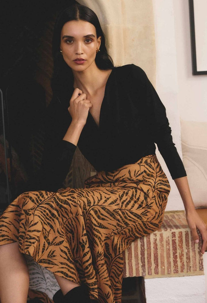 Milda Lyocell Stretch Cowl Top in Black OnceWas