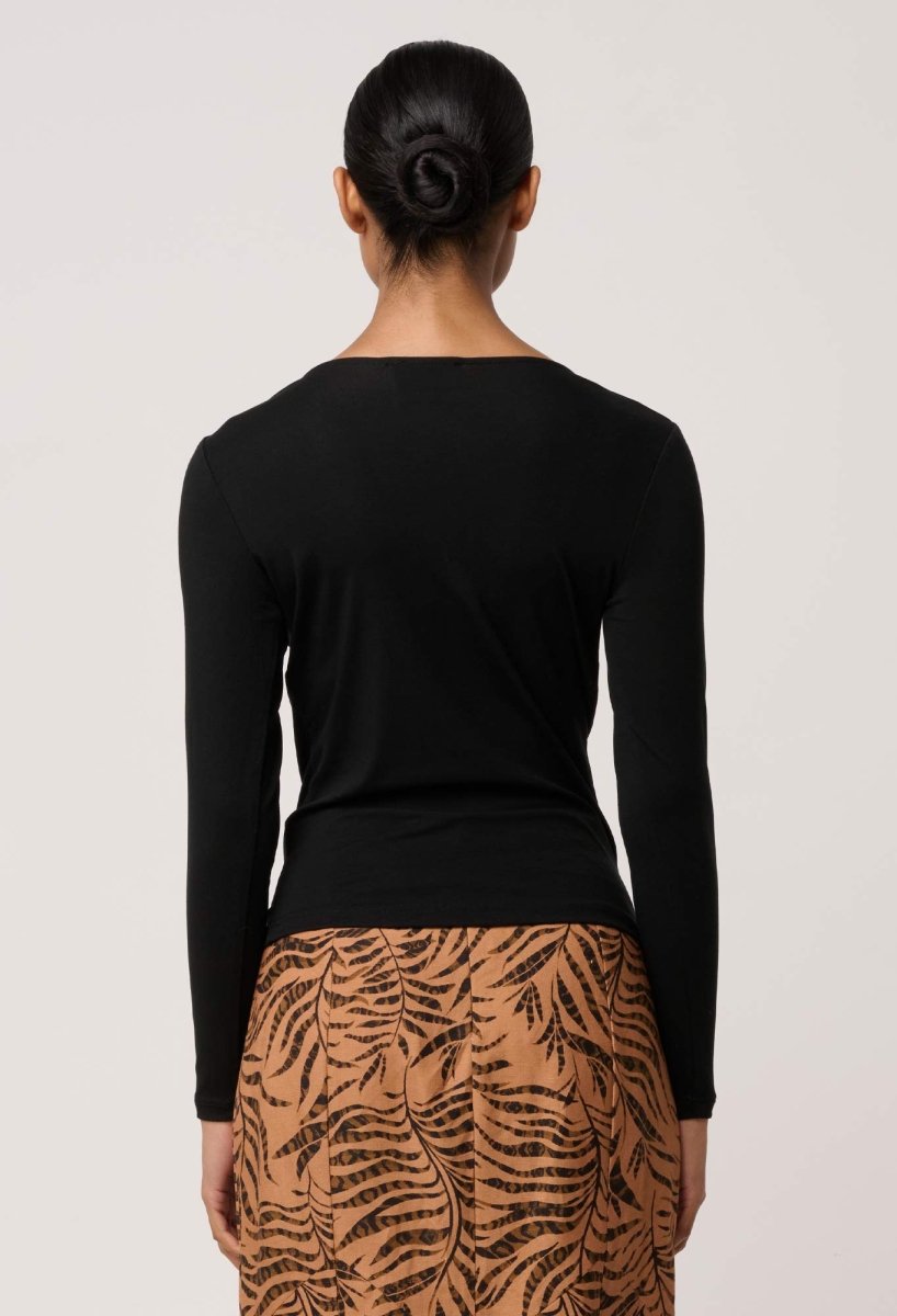 Milda Lyocell Stretch Cowl Top in Black OnceWas