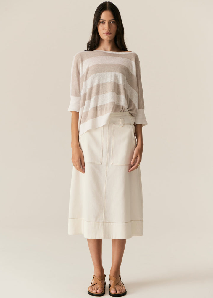 Milton Stripe Knit - White Pebble POL