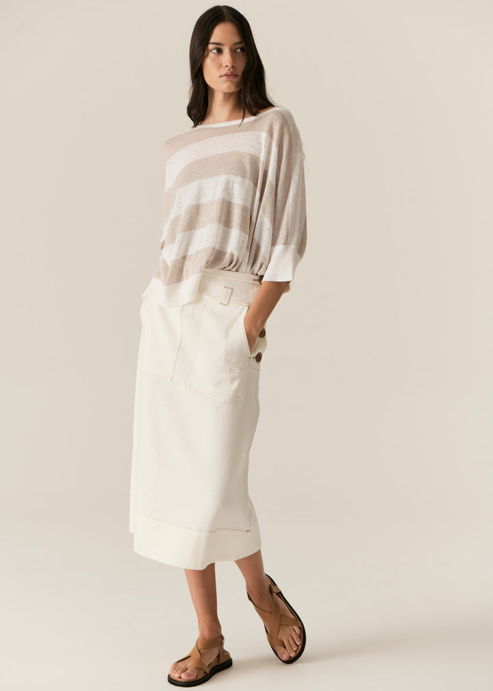 Milton Stripe Knit - White Pebble POL