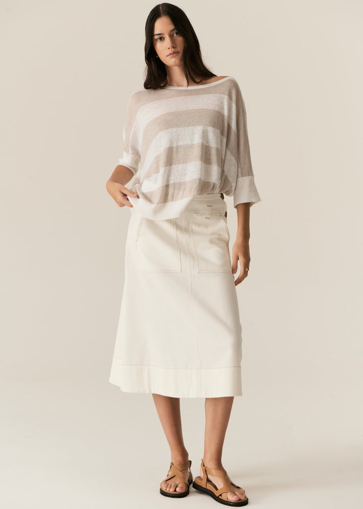 Milton Stripe Knit - White Pebble POL