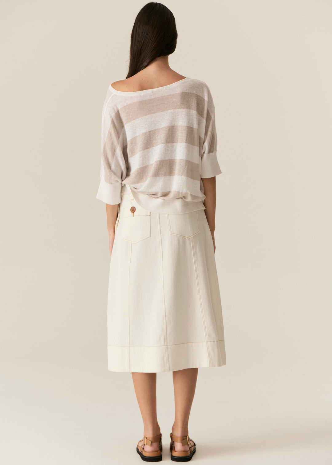 Milton Stripe Knit - White Pebble POL