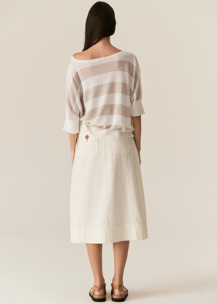 Milton Stripe Knit - White Pebble POL