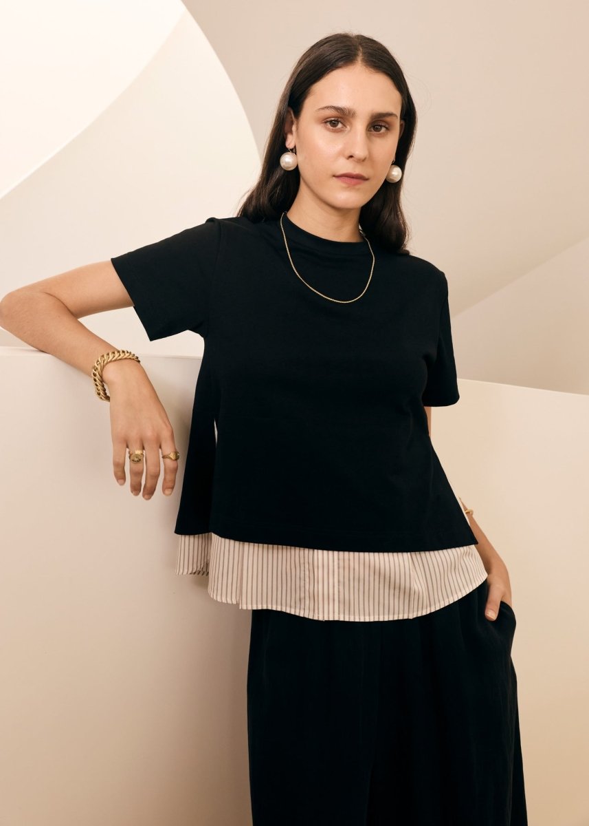 Mirel Multimedia Tee - black /choc stripe t-shirt POL