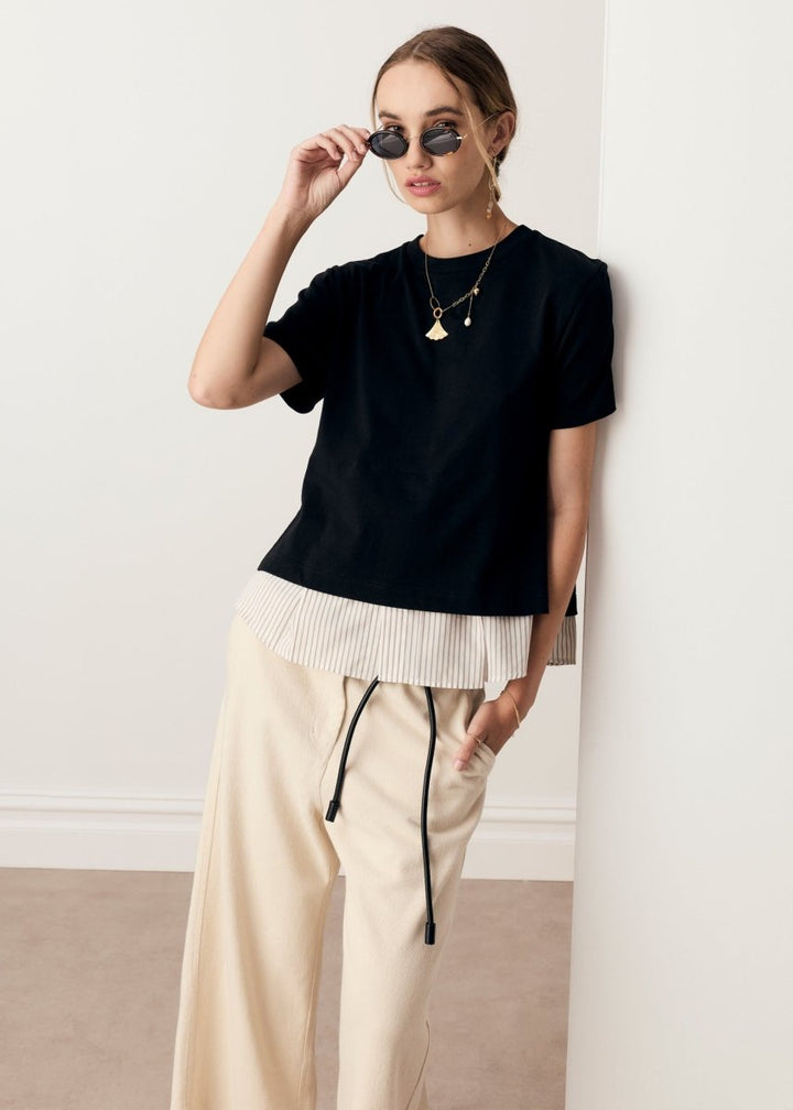Mirel Multimedia Tee - black /choc stripe t-shirt POL