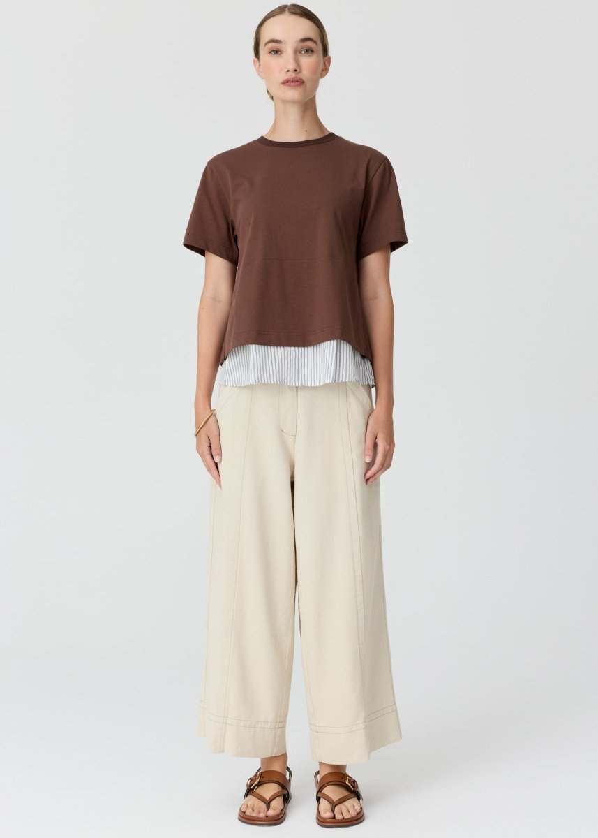 Mirel Multimedia Tee - choc/blue stripe - Stanleyandstone