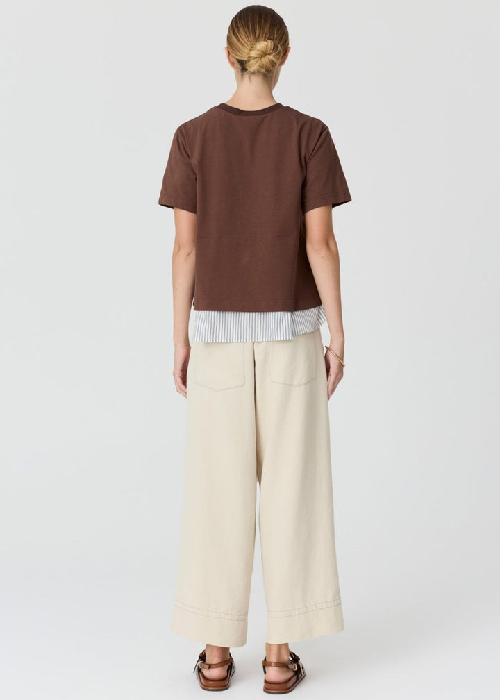 Mirel Multimedia Tee - choc/blue stripe - Stanleyandstone