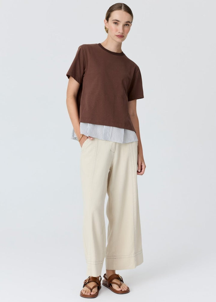 Mirel Multimedia Tee - choc/blue stripe - Stanleyandstone