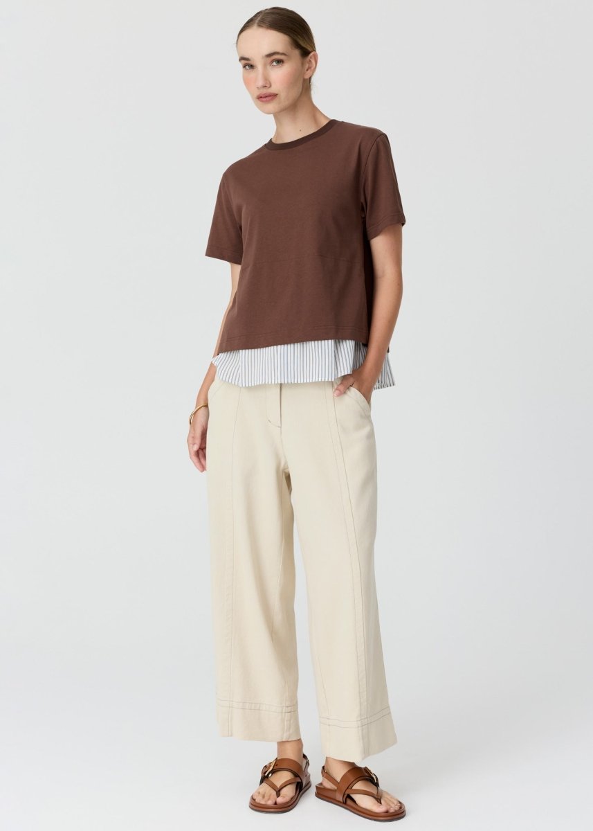 Mirel Multimedia Tee - choc/blue stripe - Stanleyandstone