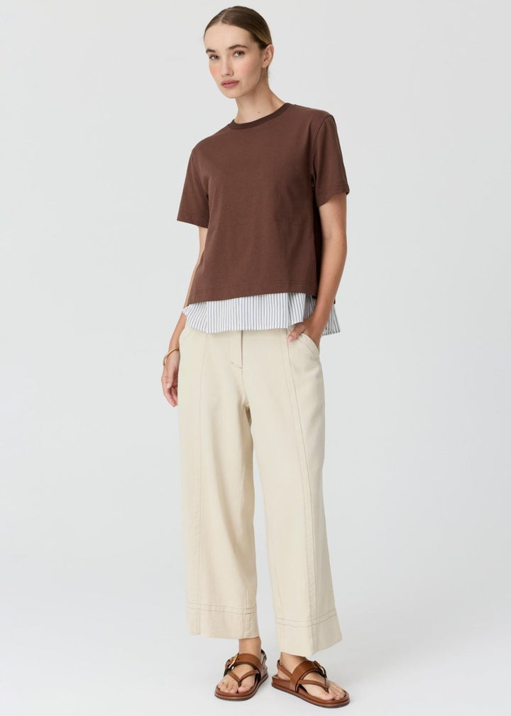Mirel Multimedia Tee - choc/blue stripe - Stanleyandstone