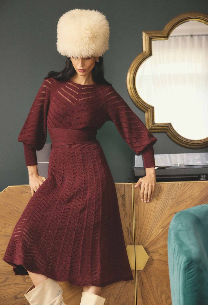 Mirelle Wool Blend Knit Dress in Bordeaux Dress Once Was