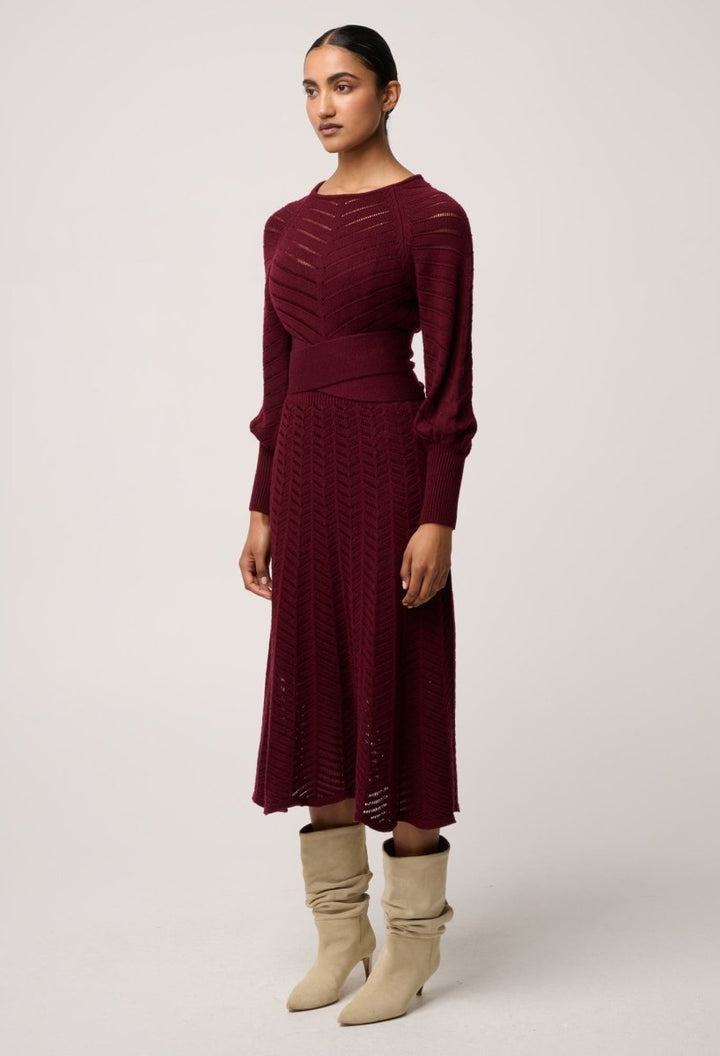 Mirelle Wool Blend Knit Dress in Bordeaux Dress Once Was