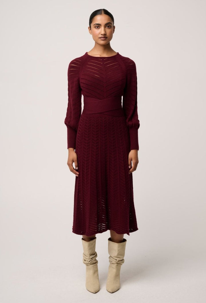 Mirelle Wool Blend Knit Dress in Bordeaux Dress Once Was