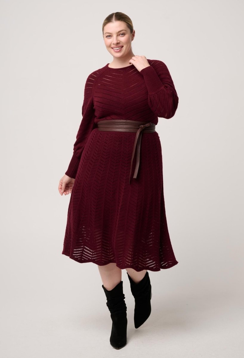 Mirelle Wool Blend Knit Dress in Bordeaux Dress Once Was