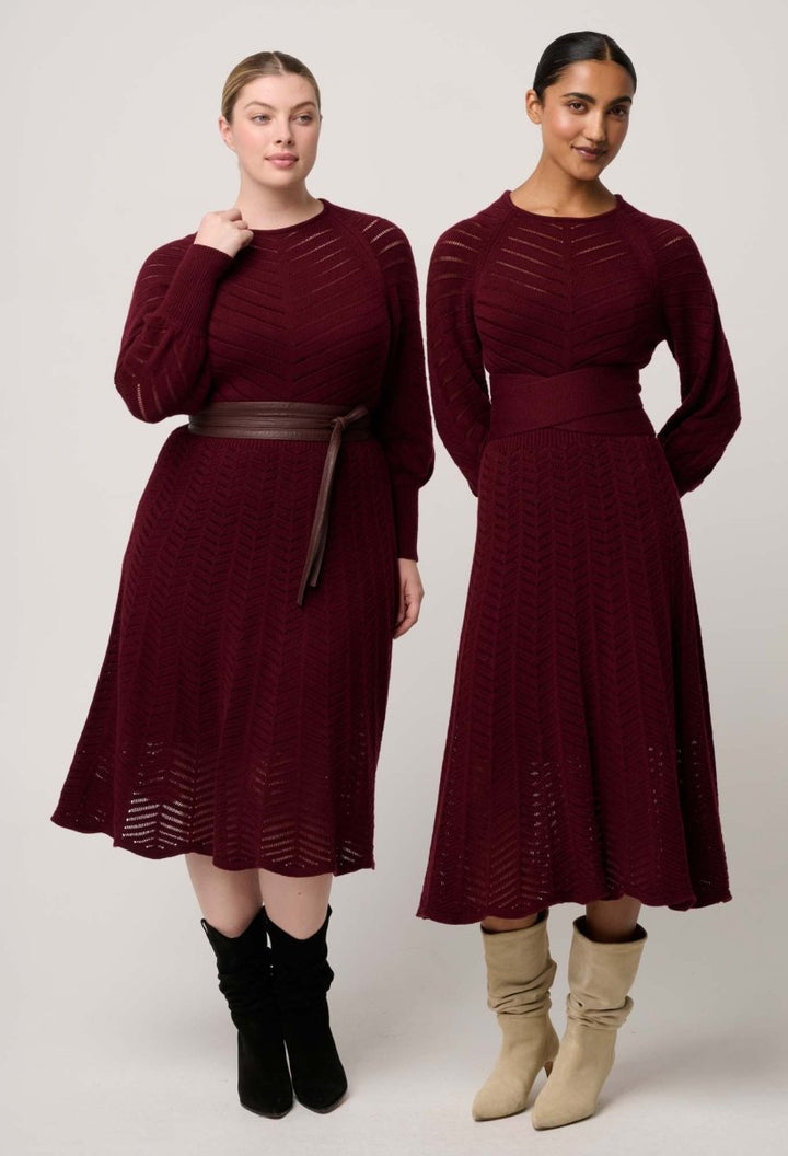 Mirelle Wool Blend Knit Dress in Bordeaux Dress Once Was