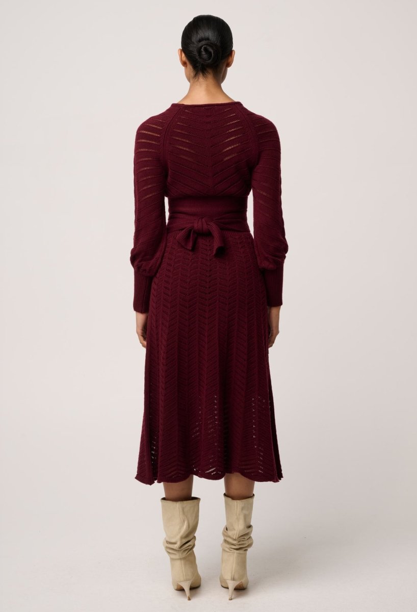 Mirelle Wool Blend Knit Dress in Bordeaux Dress Once Was