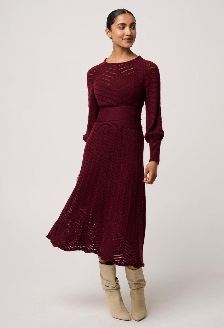 Mirelle Wool Blend Knit Dress in Bordeaux Dress Once Was