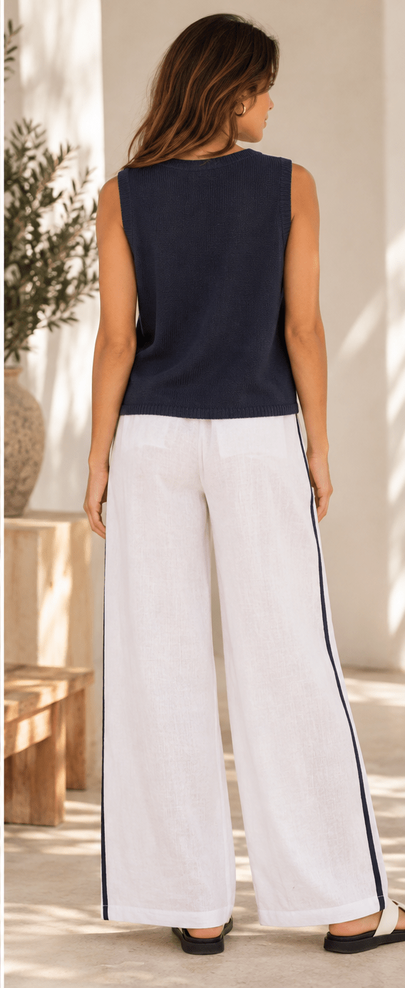 Monaco Pants - White with Stripe pants Monaco Jeans