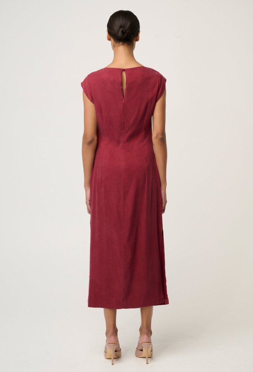 Monique Draped Neck Gold Column Dress - Ruby Dress Once Was