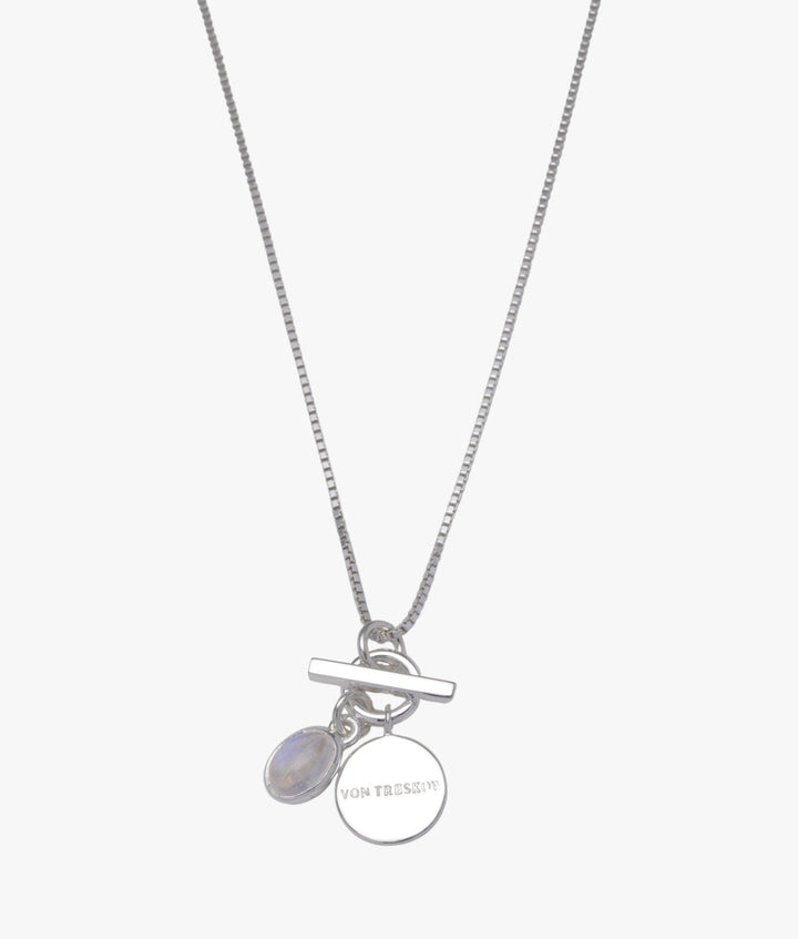 Box chain necklace with toggle and moonstone