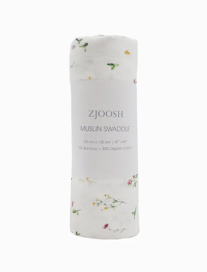 Muslin Baby Swaddle - Scattered Flowers zjoosh