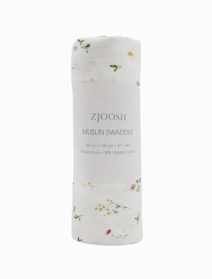Muslin Baby Swaddle - Scattered Flowers zjoosh