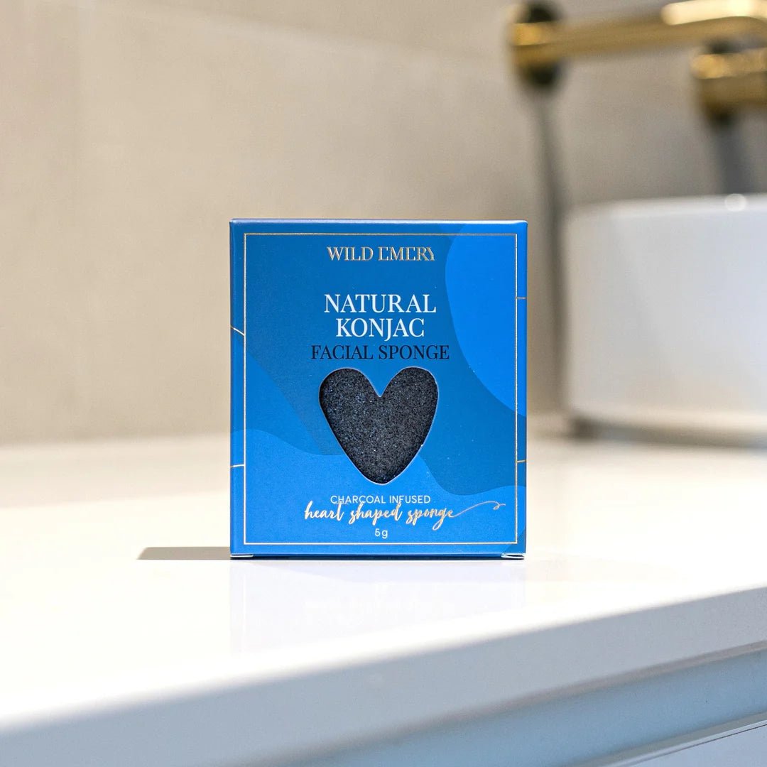 Natural Konjac Facial Sponge - Charcoal face washer Wild Emery Pty Ltd