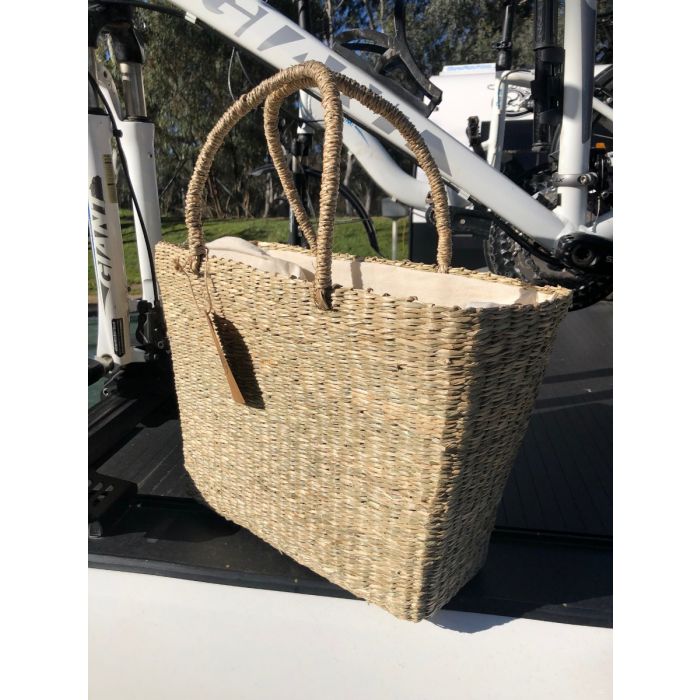 Natural Seagrass Rectangle basket with lining basket Back to Baskets