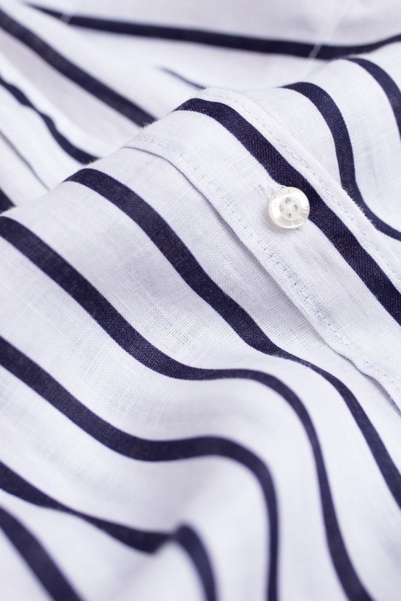 Navy and White Stripe Boyfriend Linen Shirt shirt Hut
