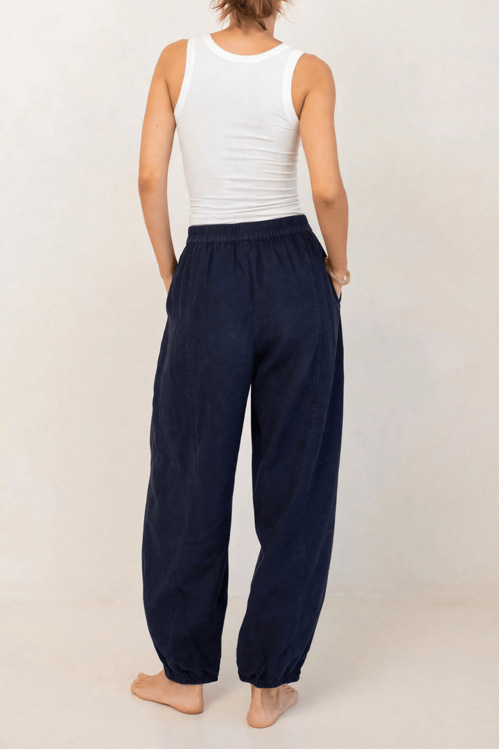 Navy Cotton Barrel Leg Pant pant Hut