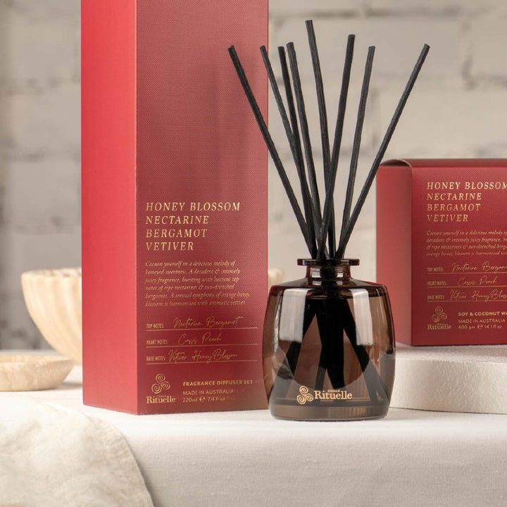 Nectarine, Honey Blossom, Bergamot, Vetiver Fragrance Diffuser Set | 220ml - Stanleyandstone