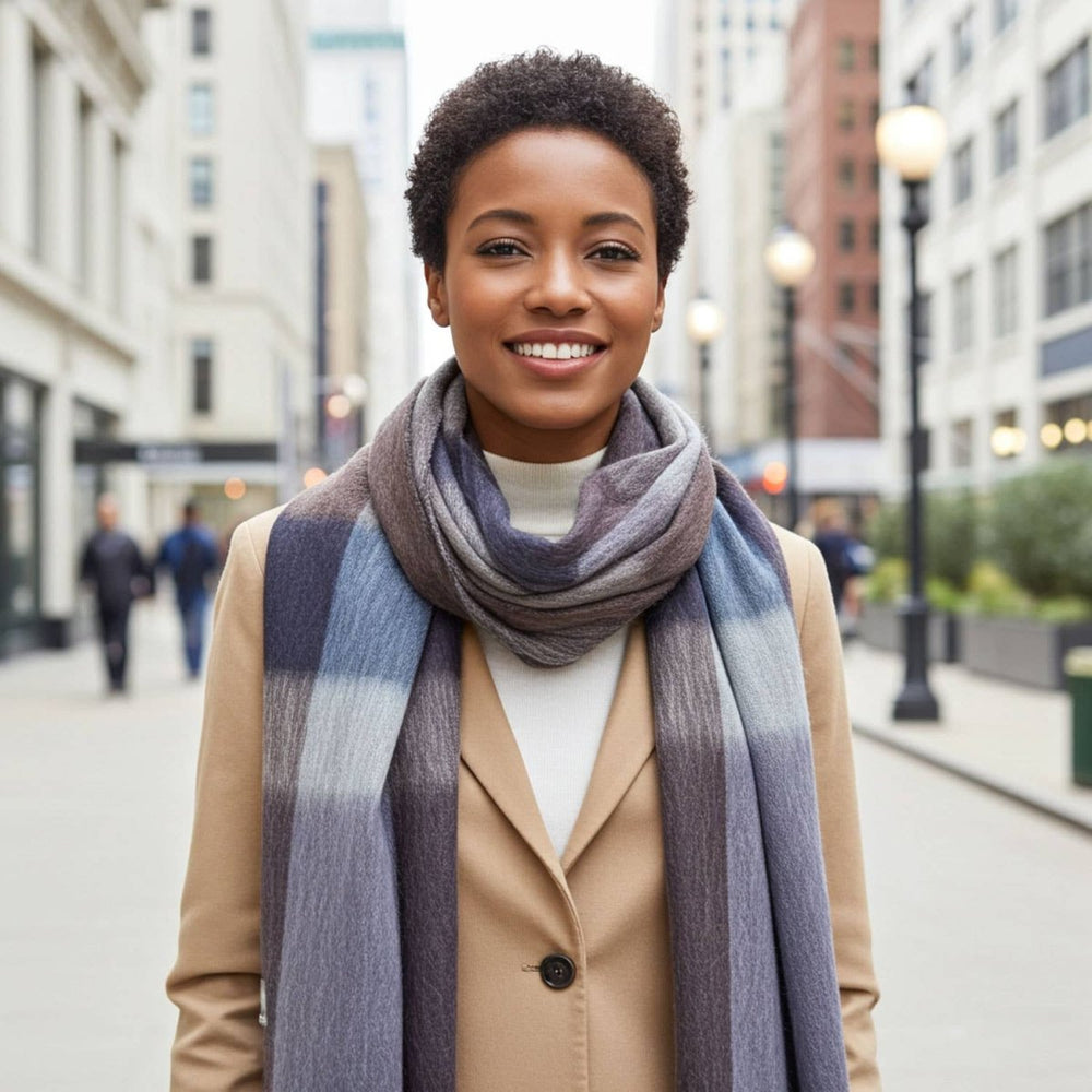 NEW! Alpaca Plaid Scarf - Mocha Shupaca Alpaca