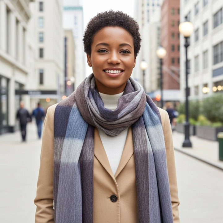 NEW! Alpaca Plaid Scarf - Mocha Shupaca Alpaca