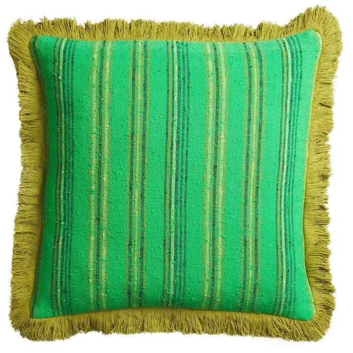 Nicolette Woven Cushion - Spring Green Sage &amp; Clare Feather Insert