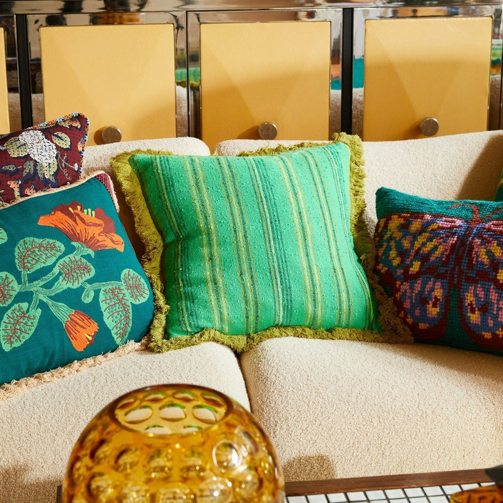 Nicolette Woven Cushion - Spring Green Sage & Clare