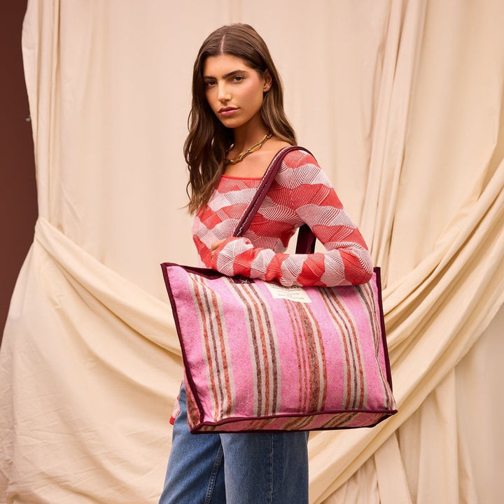 Nicolette Woven Tote Bag - Pansy Tote Bag Sage &amp; Clare