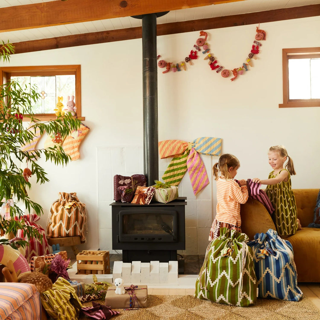 Nisha Santa Sack - Blue Jean Christmas Sage & Clare