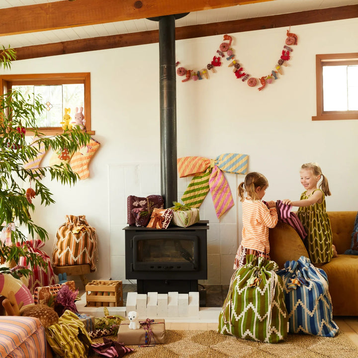 Nisha Santa Sack - Blue Jean Christmas Sage & Clare
