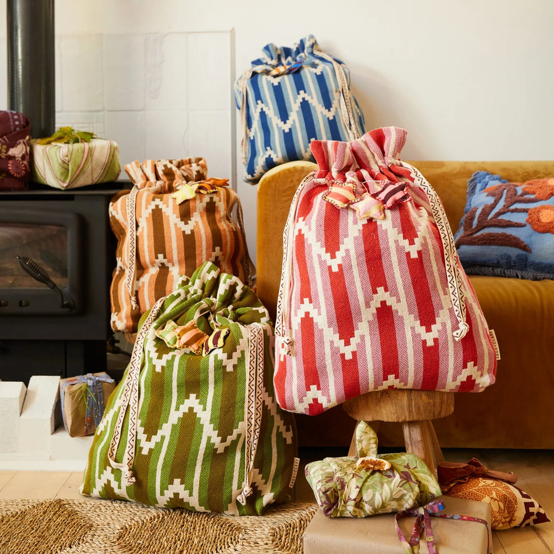 Nisha Santa Sack - Blue Jean Christmas Sage & Clare