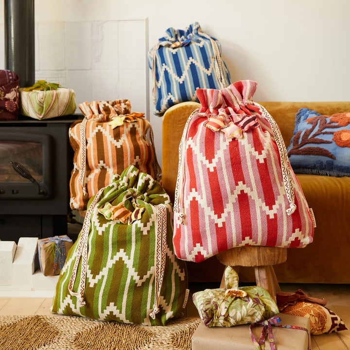 Nisha Santa Sack - Blue Jean Christmas Sage & Clare