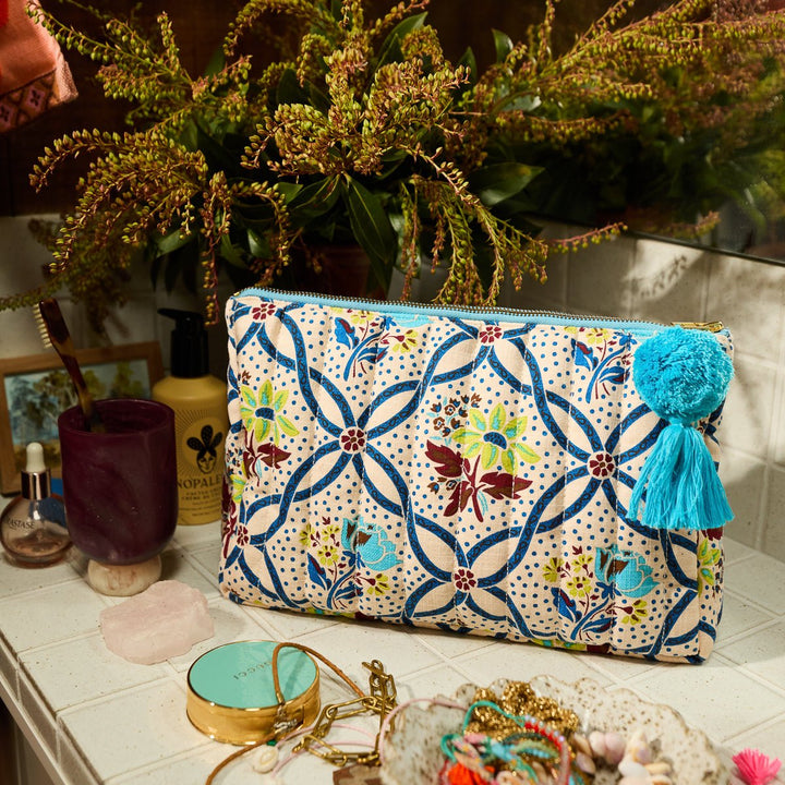 Norali Quilted Cosmetic Bag - Ecru Cosmetic &amp; Toiletry Bags Sage &amp; Clare