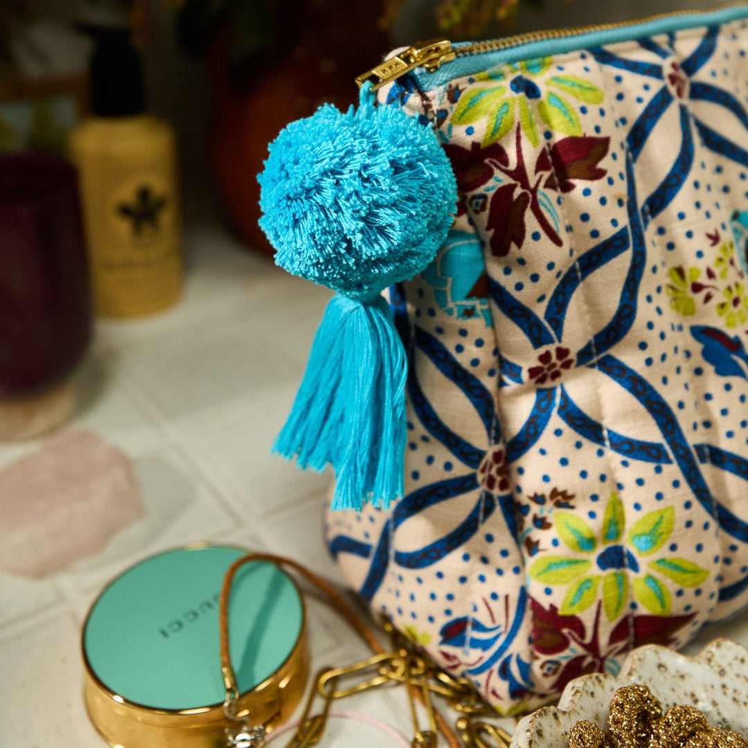 Norali Quilted Cosmetic Bag - Ecru Cosmetic &amp; Toiletry Bags Sage &amp; Clare