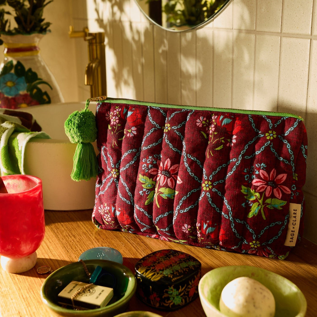 Norali Quilted Cosmetic Bag - Sienna Cosmetic &amp; Toiletry Bags Sage &amp; Clare