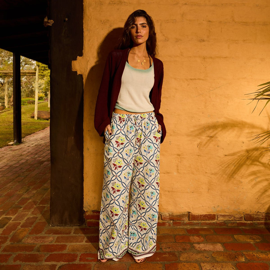 Norali Wide Leg Pant - Ecru Pant Sage &amp; Clare