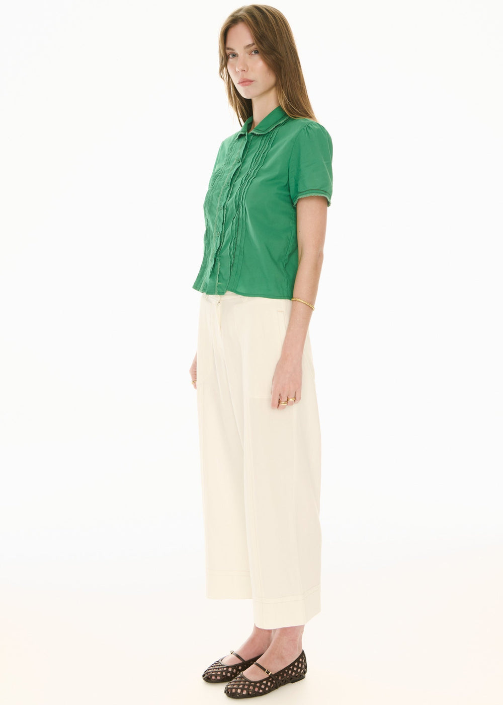 Nova Tucked Shirt - Green - Stanleyandstone