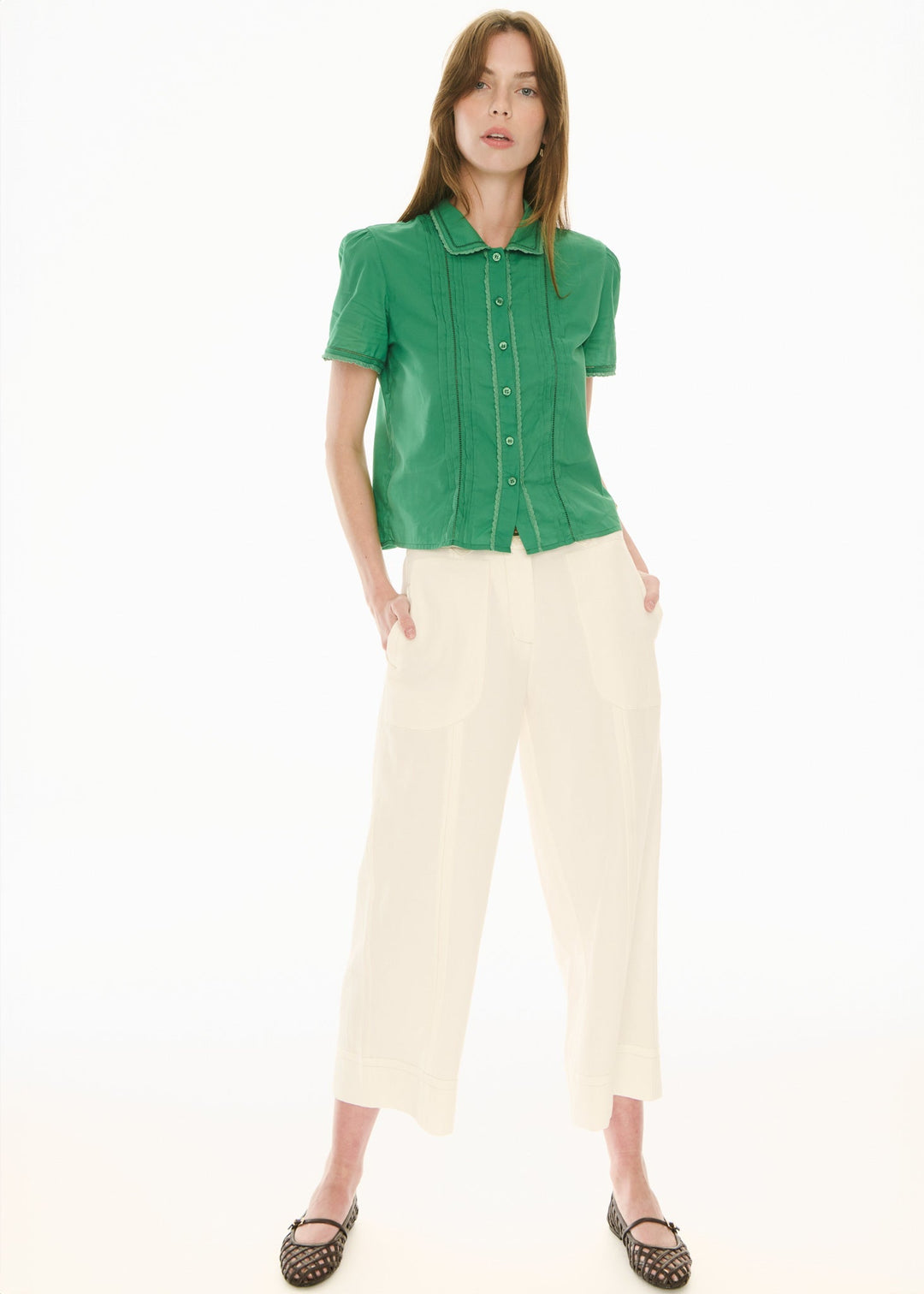 Nova Tucked Shirt - Green - Stanleyandstone