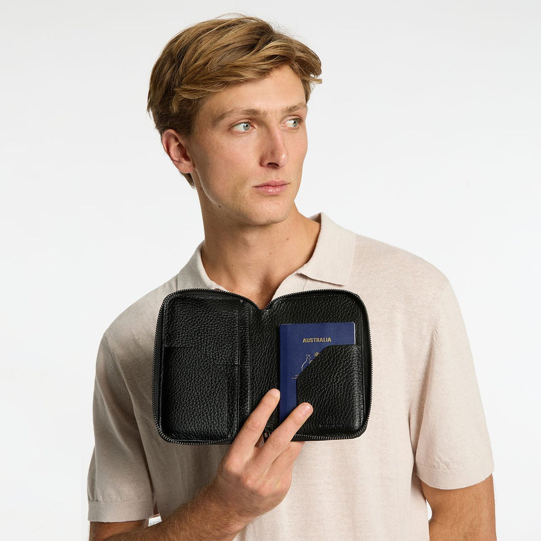 Nowhere To Be Found Passport Wallet - Black Status Anxiety