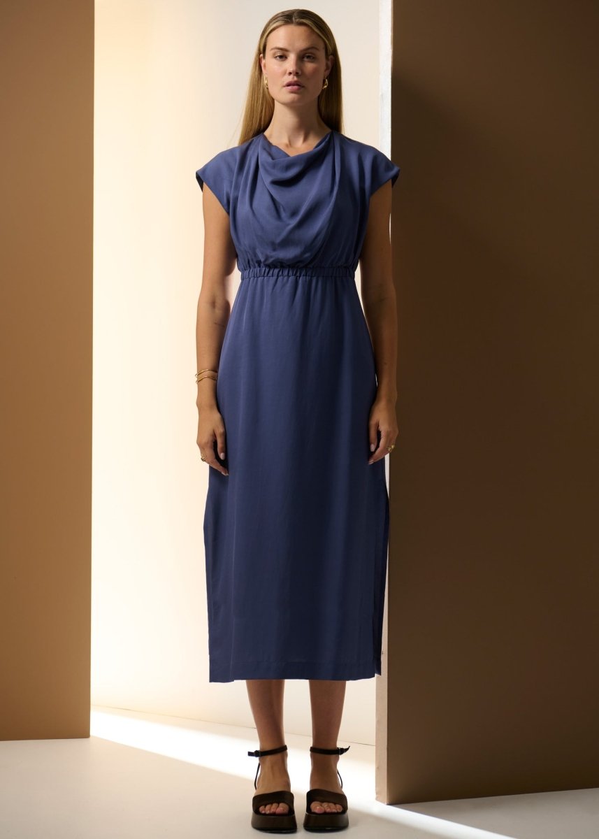 Nubo Draped Dress - Blue Dress POL
